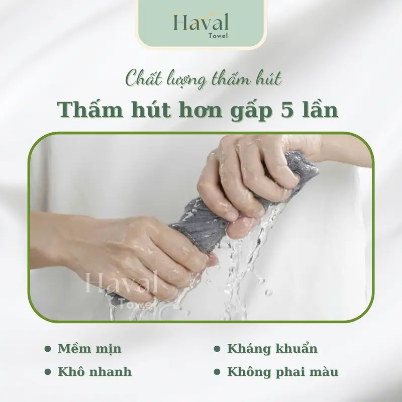 Bộ 6 Khăn Gội Đầu Cotton Haval Kích Thước 35x80cm, Lau Tóc, Tập Gym Mềm Mịn và Thấm Hút, Không Ra Màu Dùng Làm Khăn Tắm Gội Trong Nhà Tắm, Phòng Gym, Yoga 3