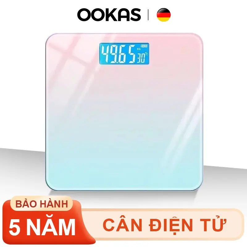 OOKAS Cân điện Tử cân sức khỏe điện tử Cân Gia Đình Trọng Lượng Tối Đa 120Kg Tiện Lợi Cho Gia Đình.Cân sức khỏe điện tử thông minh có màn hình LED, sạc USB 0