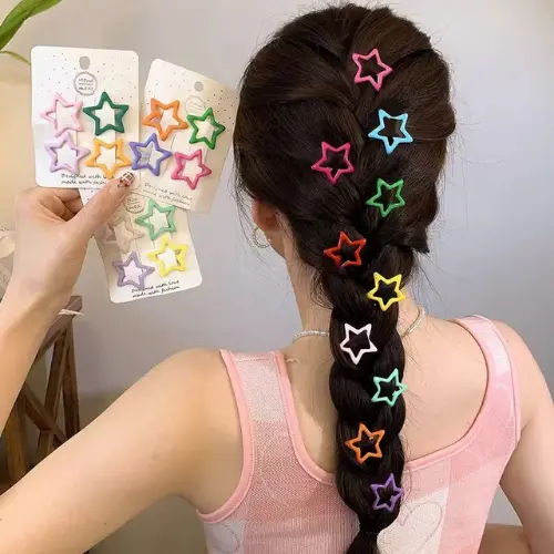 1- 10 Kẹp tóc mái ngôi sao nhiều màu dễ thương Nữ Women Voi