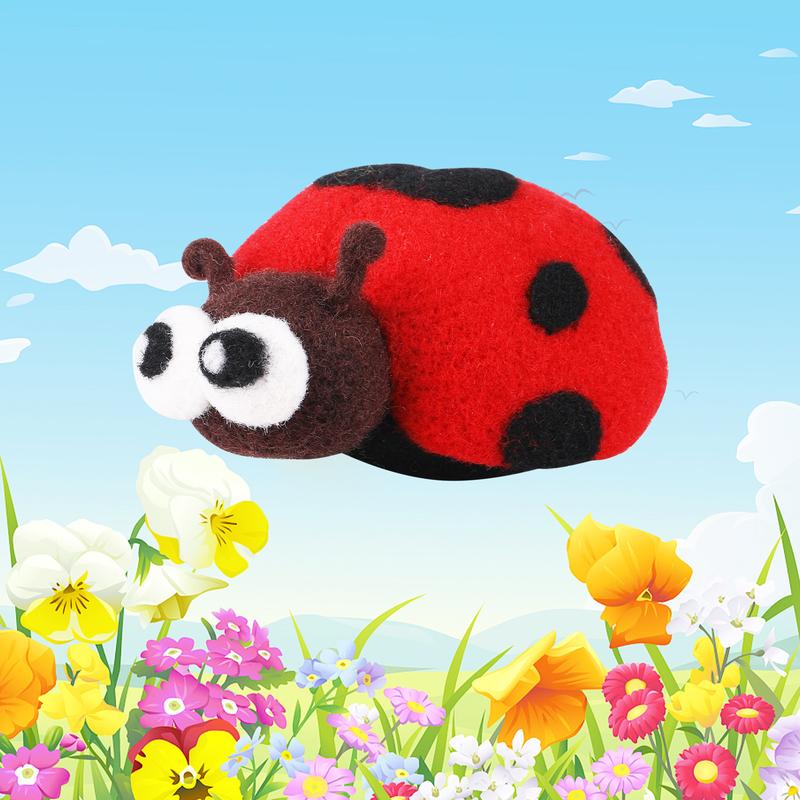 Product Introduction of Seven-Star Ladybug Wool Felt Pendant DIY Wool Felt Punching Fun Material Kit for Children and Adults Handmade Toy 6