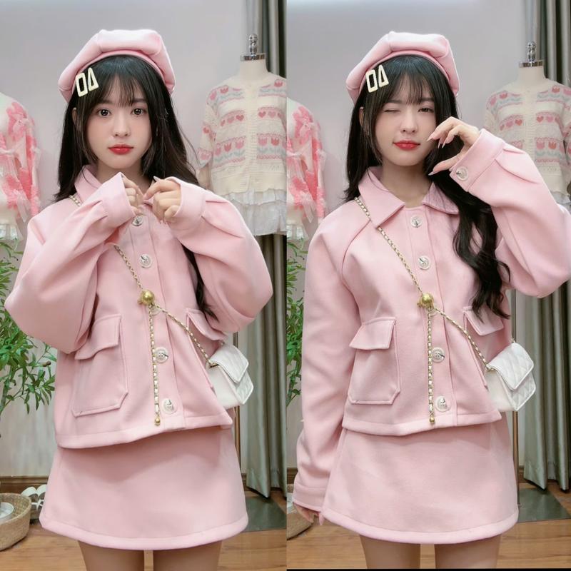 (KÈM MŨ) Set Áo Dạ Ép Nhiều Lớp Kozoda S58 - 3 Món, Chân Váy Chữ A, Mũ Nồi, 4 Màu Hàn Quốc Nữ Women