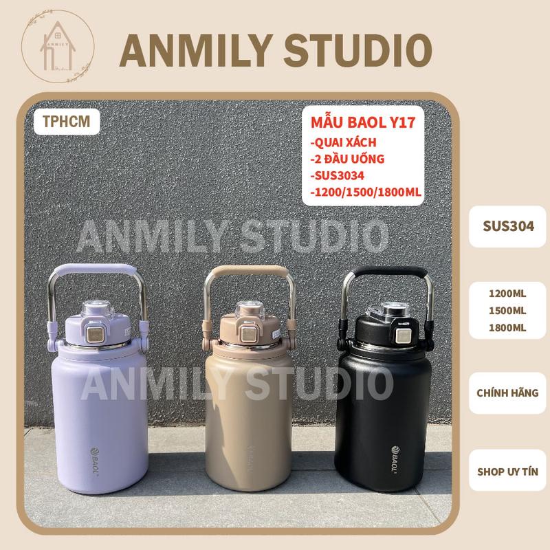 Bình giữ nhiệt BaoL chính hãng 1200/1500/1800ml mẫu Y17 mới nhất giữ nhiệt lâu thép không gỉ sus304 an toàn có ống hút kèm theo