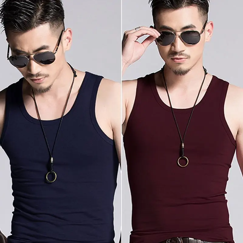 Áo Vest Nam, Áo Phông Trơn Bộ 2 Món, Cơ Sở Mùa Hè Hợp Xu hướng Áo Mỏng Dáng Ôm Thể Dục, Thích Hợp Cho Thể Thao 8
