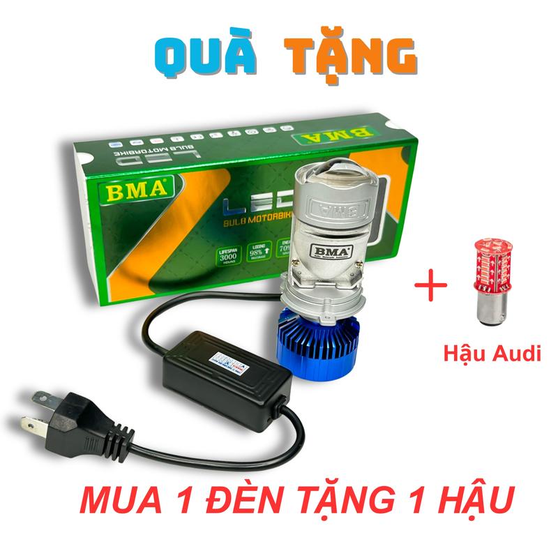 Đèn Pha LED Bi Cầu R04 Chuẩn Hãng BMA, Cos Rộng - Pha Laser Chiếu Xa Trên 200m, Công Suất Cao Lắp Cho Các Dòng Ô Tô - Xe Máy