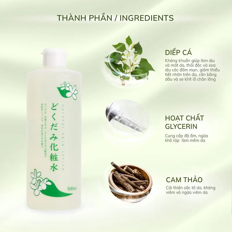 Toner Dokudami Skin Lotion Chiết Xuất Diếp Cá & Tía Tô Giúp Cân Bằng, Làm Dịu Da 500ml 3