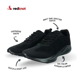 Redknot Asmos Hitam Sol Hitam Koketo Series - Sepatu Sneakers Pria Untuk Olahraga dan Berkualitas - Display