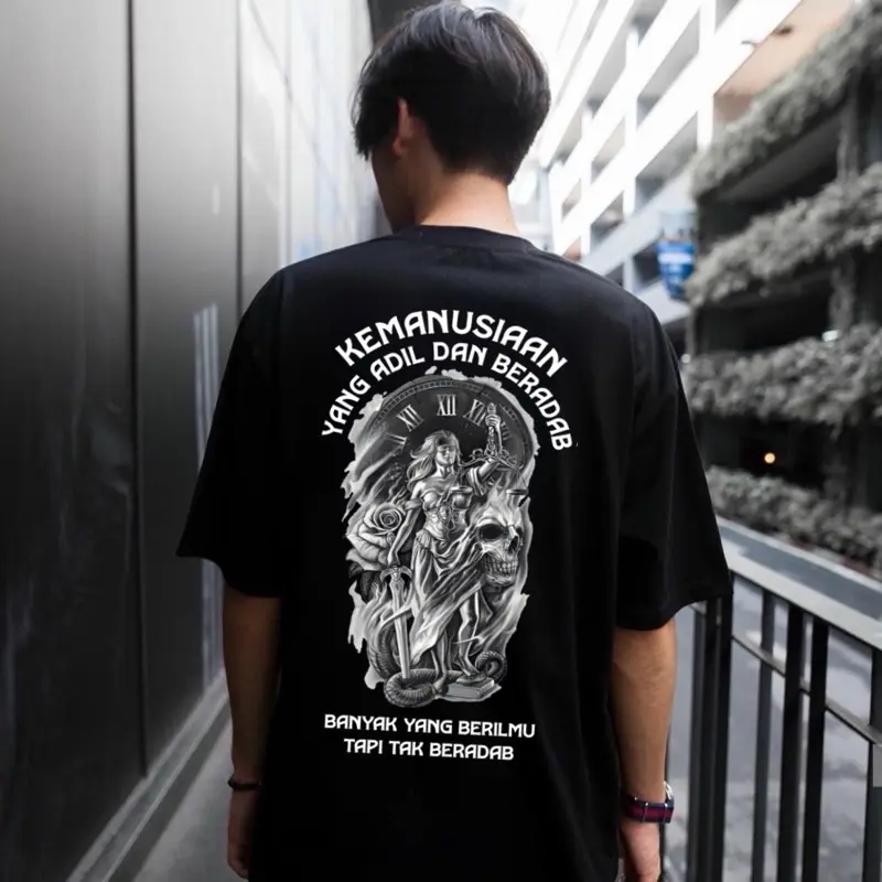 Baju Kaos Kemanusiaan Yang Adil dan Beradab Banyak Yang Berilmu Tapi tak Beradab Combed 24s