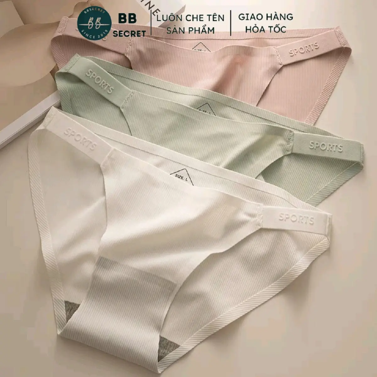 Quần lót nữ su đúc gân tăm tàng hình không viền không đường may chữ SPORT thể thao 245.08 - BB Secret đồ
