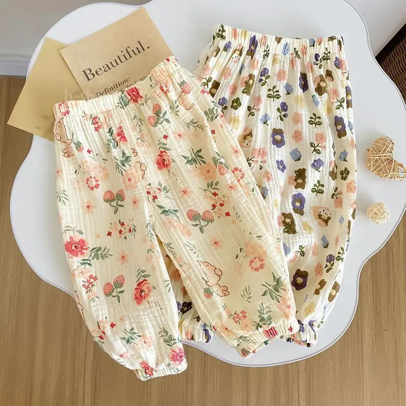 Quần Chống Muỗi Cho Em Bé Gái, Phong Cách Mới, Dáng Rộng Vừa Vặn, In Hoa PP Lớn, Quần Đèn Lồng, Mềm Mại Và Thoáng Khí, Thích Hợp Cho Mùa Hè quần begai Quần Legging Cho Quần Jean Ống Quần Tất Bé Phụ kiện hoá quâ  notreem 0