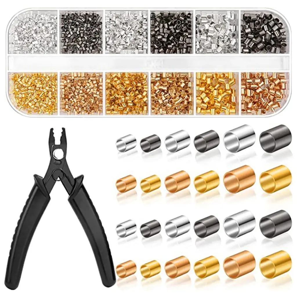 YLu 2200pcs Crimp Beads Set Crimp Tubes with Crimping Pliers Jewelry Making Supplies for DIY Bracelets, Earrings, Necklaces
