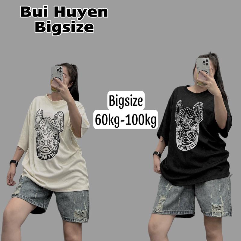 Áo Phông Cộc Tay Dấu Quần In Hình Cún Bigsize 60-100kg