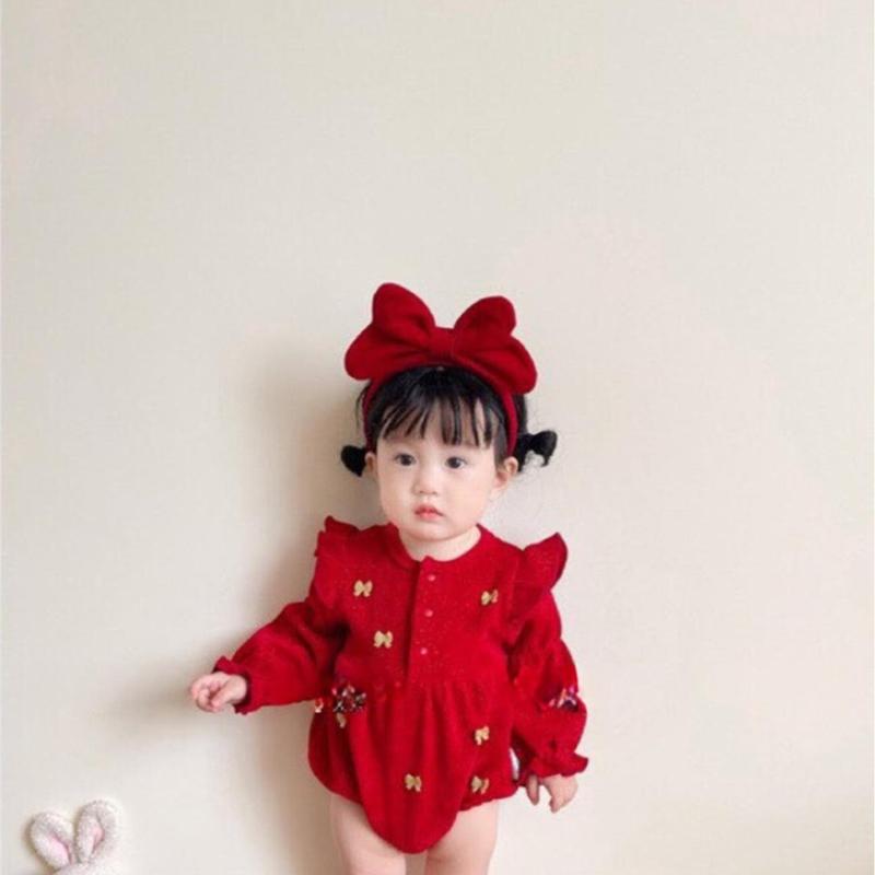 Áo Body tiểu thư cho bé gắn nơ NemmKids đầy tháng chơi Noel chơi Tết cho Bé gái không kèm tất từ 4-12kg Thun Áo Thun body tet