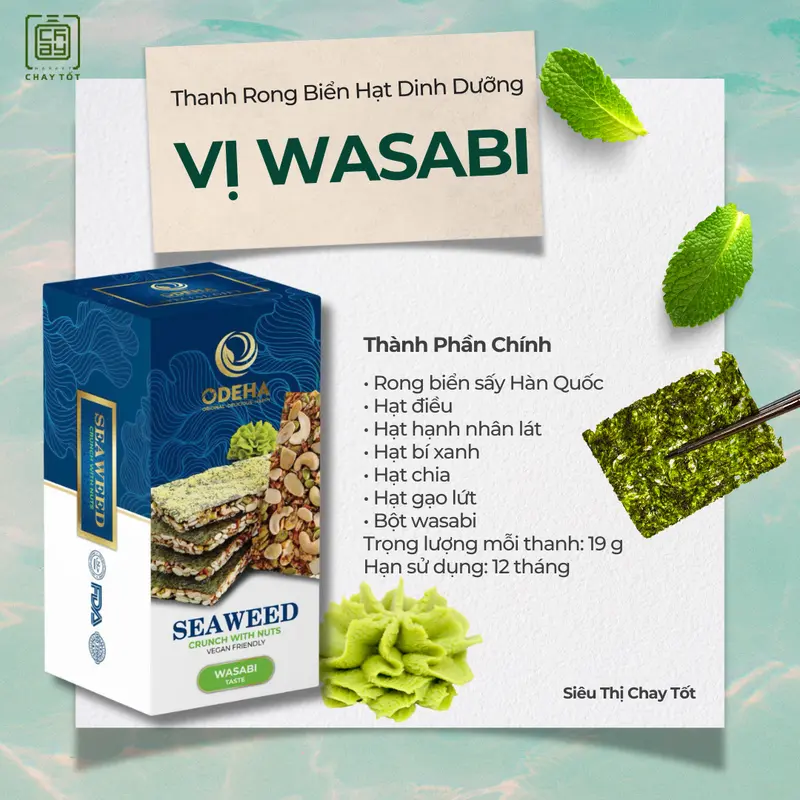 Hộp 6 Thanh Bánh Kẹp Rong Biển Hạt Dinh Dưỡng Odeha Hương Vị Thơm Ngon Đặc Trưng 3