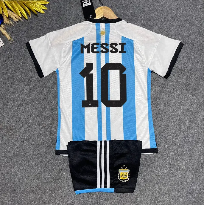 Bộ Quần Áo Đá Banh Trẻ Em ĐT ARHENTINA MESSI - ( Quần + Áo ) - Vải Mè Thái Cao Cấp - Hàng in Sẵn áođábóng chobégái aobóngda