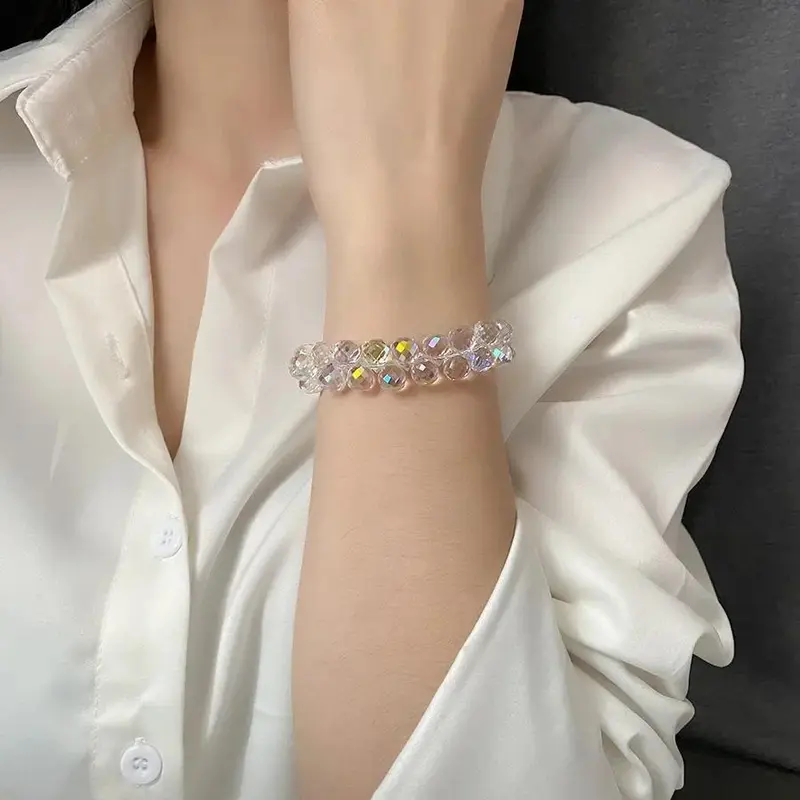 Vòng Tay Pha Lê, Phong Cách Áo, Với Hạt Lấp Lánh, Vòng Tay Sợi Dây Thừng Dây Thun Sành Điệu, Dành Cho Phụ Nữ, Đồ Trang Sức 4