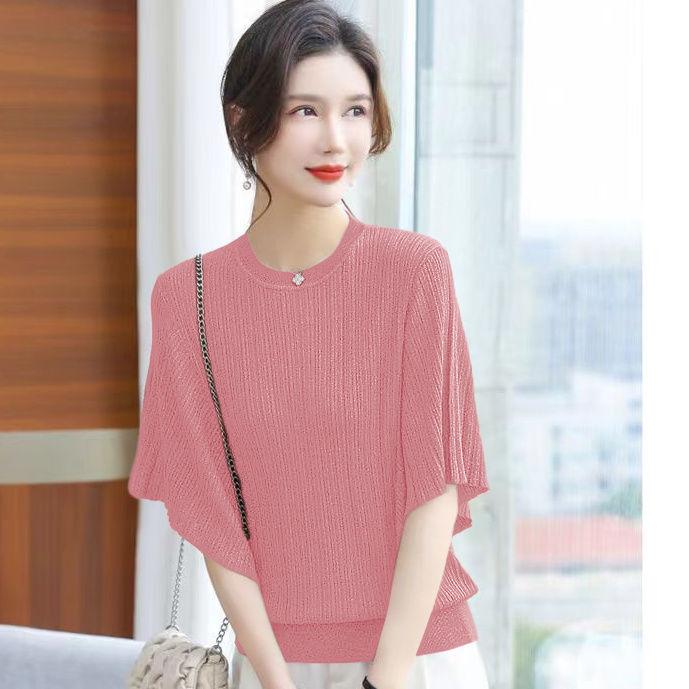 Product Introduction of Áo Phông Dáng Rộng Cho Nữ, Ngoại Cỡ, Áo Cánh Dơi, Làm Bằng Lụa Lạnh, ngắn Tay, Áo Thường Ngày Thích Hợp Cho Mùa Hè, Áo Cánh Mỏng, Quần Áo Nữ 5