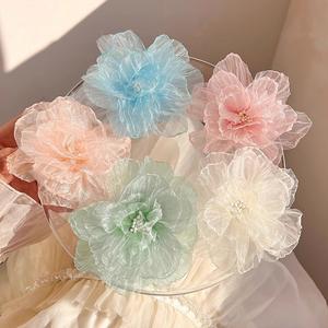 Jepit Rambut Bunga Camellia Jaringan, untuk Kanak-kanak Perempuan, Sangat Elegan, Klip Duckbill, Sesuai untuk Poni dan Klip Sisi, Aksesori Rambut, Awal Musim Bunga Clips Pins