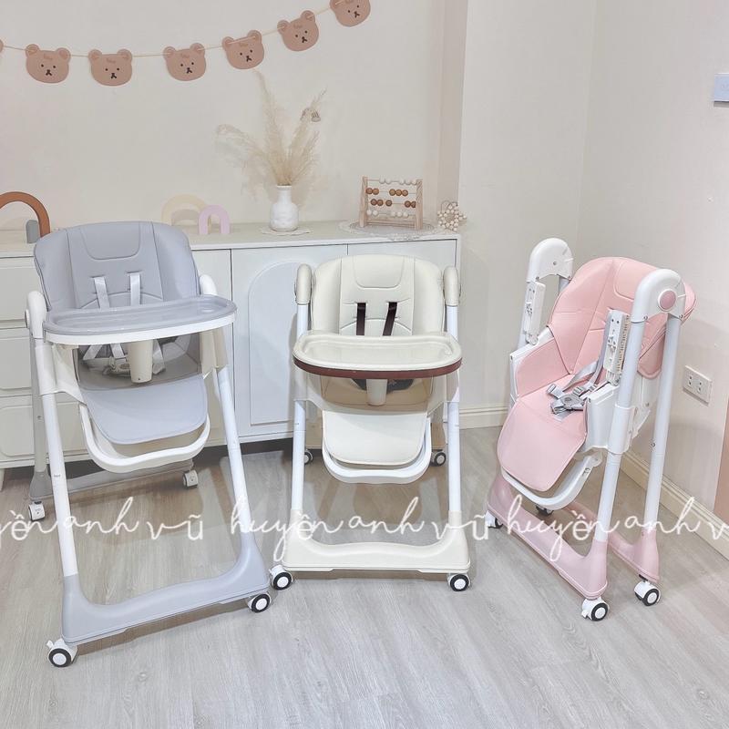 [ TẶNG KHAY ĂN DẶM SILICON ] GHẾ ĂN DẶM UMOO 05145 , HIGH CHAIR Nằm Ngả Có Bánh Xe Gấp Gọn Giá Rẻ. Ghế Ăn Dặm Cho Bé Kem Voi