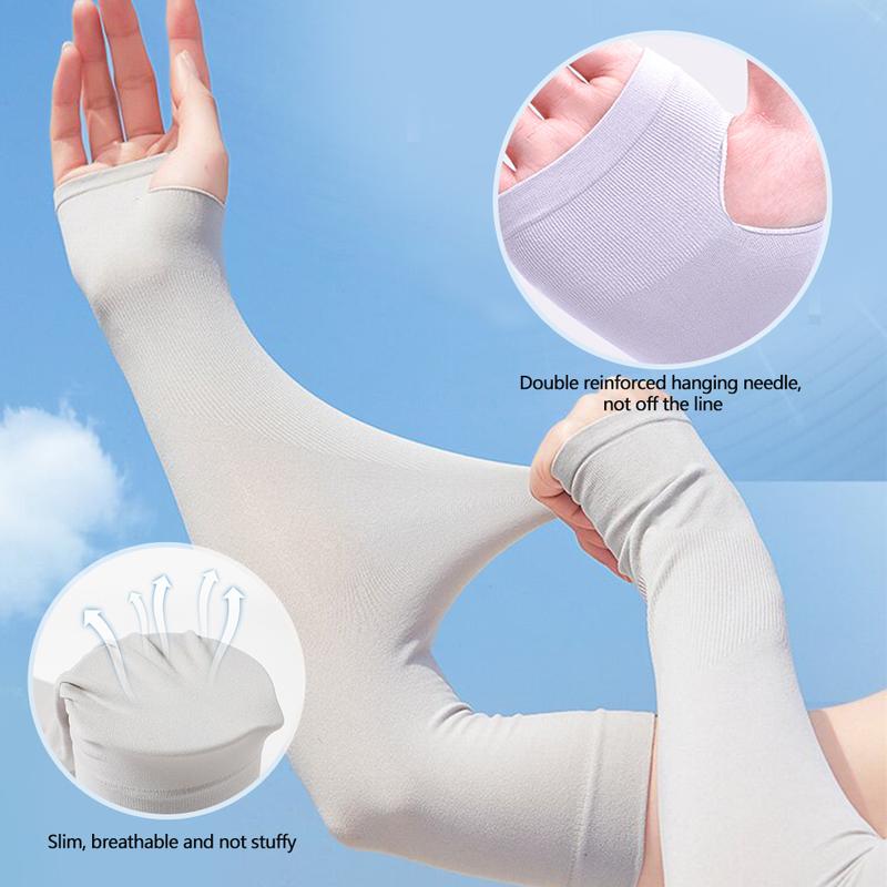 SH Ice Silk Long Gloves Sun UV Protection Hand Protector Cover Arm Sleeves Sunscreen Sleeves Outdoor Arm Warmer Half Finger Sleeves #449847 2