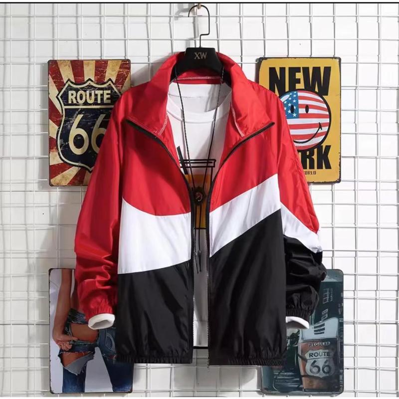 Men's jacket men's sunscreen coat men's jacket Korean-style long-sleeved windbreaker side stripe hooded jacket 1