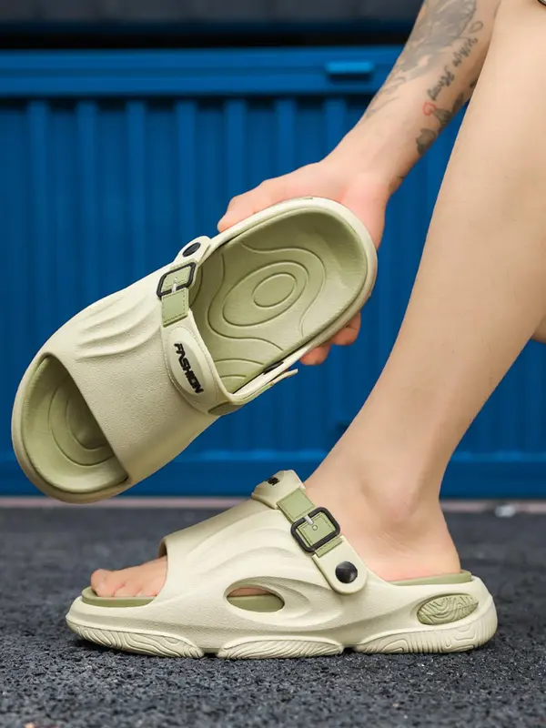 Men's Colorblock Patchwork Design Slides, Casual Comfortable Non-slip Slippers for Summer, Soft Comfy Home Slippers for Indoor Outdoor Wear, Walking Shoes 4