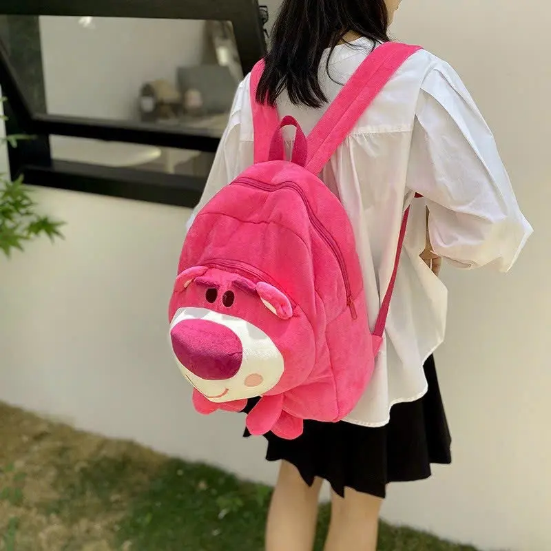 BaLô Gấu Dâu Lotso Size Lớn Đeo Vai Đi Học, Đi Chơi Màu Hồng Lông Mịn Siêu Dễ Thương Cá Tính Cao Cấp  Bền Backpack 0