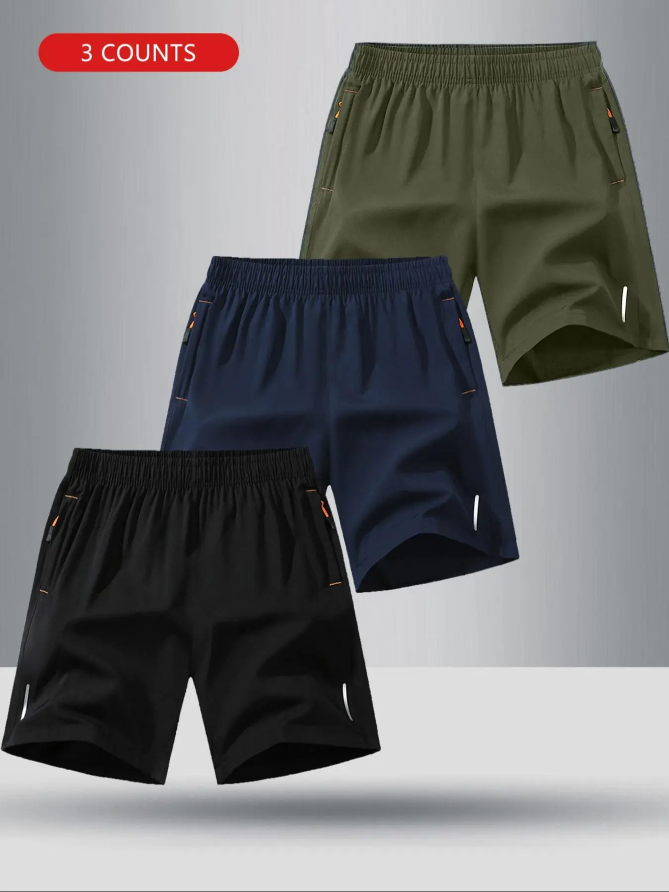Men's Zip Up Pocket Shorts, Regular Fit Casual Comfy Breathable Quick Drying Shorts for Summer, Men's Bottoms for Daily Wear