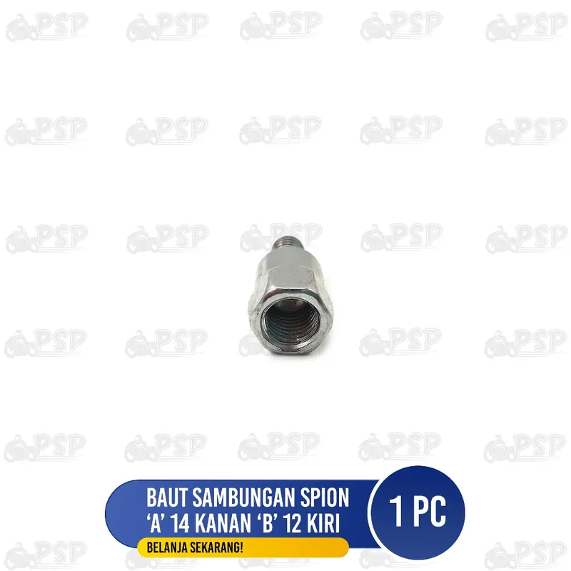 Baut Sambungan Spion Atas 14 KANAN - Bawah 12 KIRI - Baud Peninggi Adaptor Spion Honda Ke Motor 1