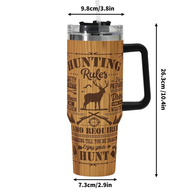 Product Introduction of 40oz Stainless Steel Tumbler, 1 Count Letter Pattern Vacuum Flask, Drinking Cup for Hot & Cold Drinks, Drinkware for Home Office 1