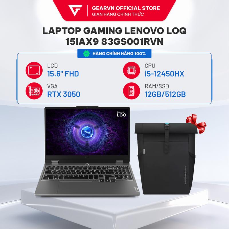 Laptop gaming Lenovo LOQ 15IAX9 83GS001RVN i5-12450HX|	12GB| 512GB SSD M.2|3050