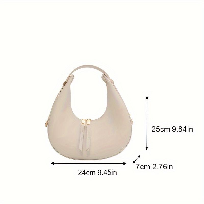 Product Introduction of Classic Design Ladies Crossbody Shoulder Bag Textured And Atmospheric Ladies Bag Simple Zipper Solid Color Crescent Bag Large Capacity Retro Handbag PU Leather Underarm Bag 0