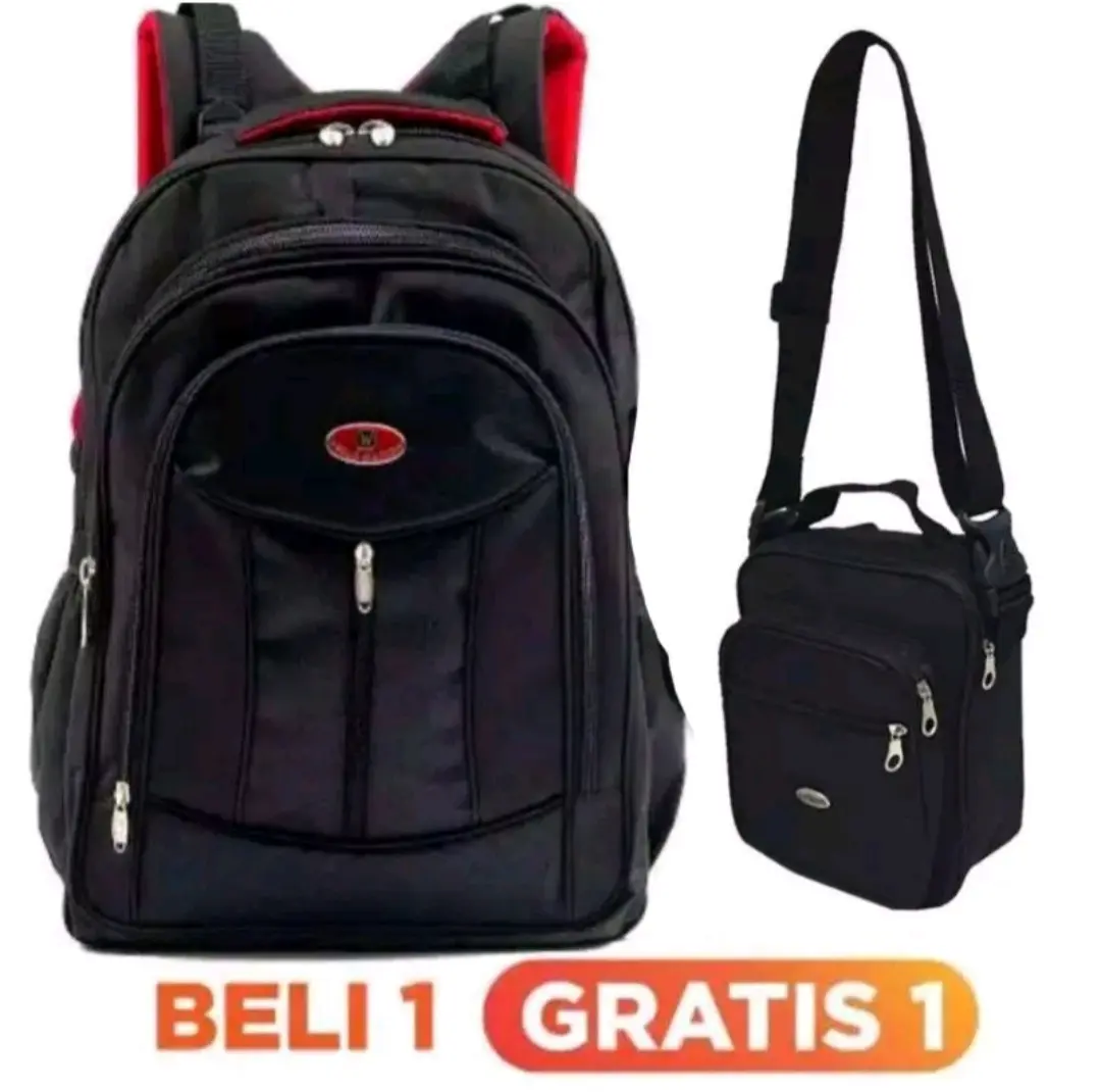 Tas Gendong Pria Polo Global 9608 Coklat Ransel Laptop Cowok Laki Laki Stylish Trendy BELI 1 GRATIS 1