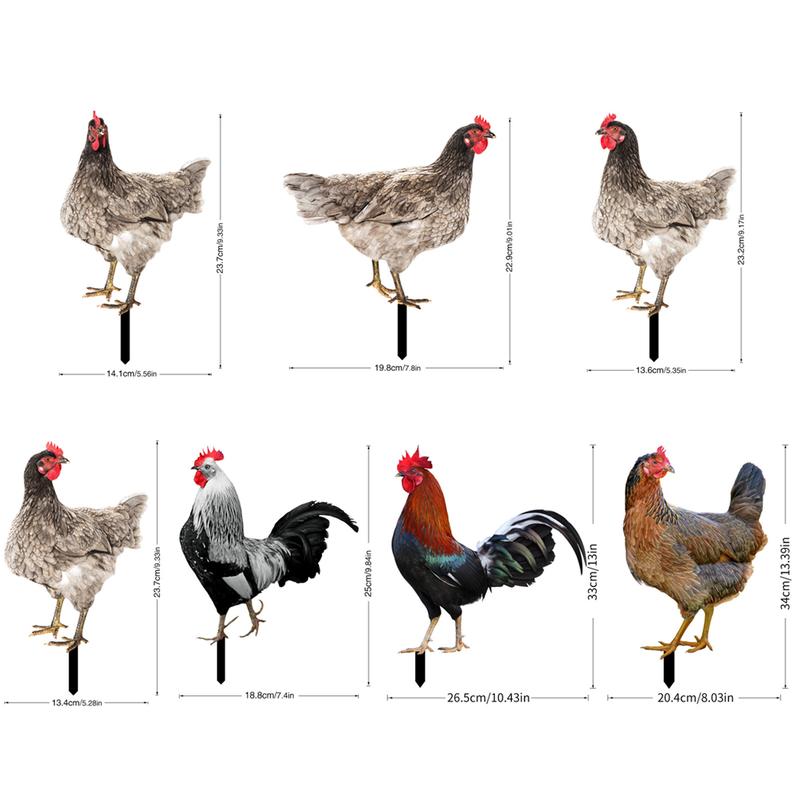 Rooster Decor Realistic Life-like Ornamental Double-sided Printing Acrylic Garden Statue Chicken for Yard 5