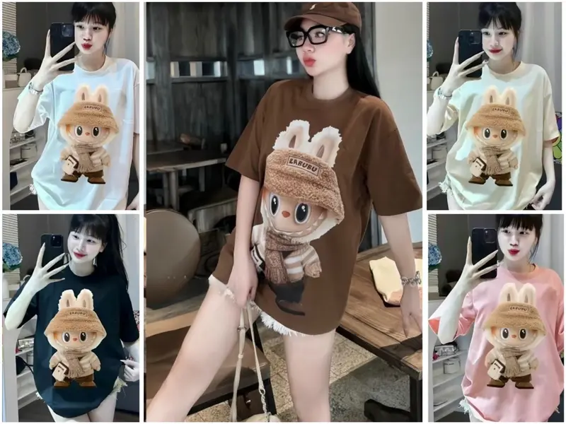-Áo Thun Nam Nữ Raglan iN Nhiệt LaBuBu- Cổ Tròn-From Rộng Unisex -Hot Trend [M1] 0