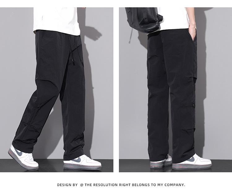 Product Introduction of Spring and Summer New Trend Overalls Men's Comfortable and Loose Umbrella Soldiers Quick-Drying Straight Mop Casual Pants for Boys 13