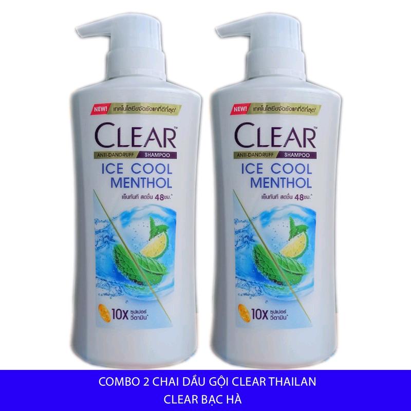 2 chai, Dầu gội Clear Bạc Hà Thái Lan 370ml/chai - Chống gàu Nữ Women - Dưỡng Tóc