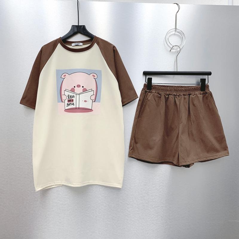 Bộ 3158 ( Pig CHĂM HỌC ) thun cottong, fom rộng_B 8798_chân ngắn BTQ2 Áo Quần Nữ Women