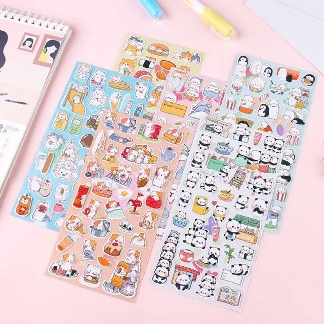 Set 1 tấm sticker dán vở, sổ tay, sổ lưu niệm hình thú cưng siêu cute