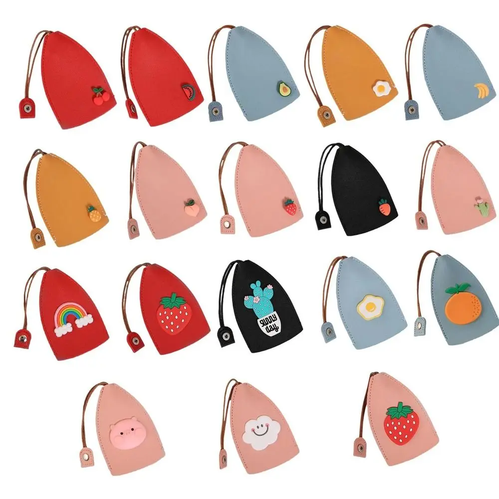 For Men For Women Door Key Case Cartoon Rainbow Pig Eggs Fruits Key Case Peach Cherry Key Wallets Pull Type Key Bag Housekeepers Key Holder Keychain Pouch
