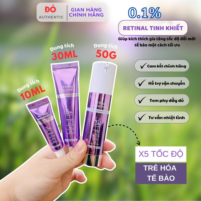 Retinal Pretty Skin, kem dưỡng Retinal Bakuchiol A-Mazing Night Cream tái tạo da căng bóng, trắng mịn, mờ thâm