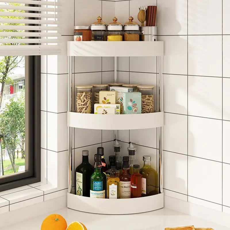 [30 Days Hot Sale 8338 Pieces] Kitchen Shelf Countertop Corner Triangle Seasoning Rack Corner Storage Rack Oil Salt Sauce Vinegar Multi-Layer Bathroom Vanity