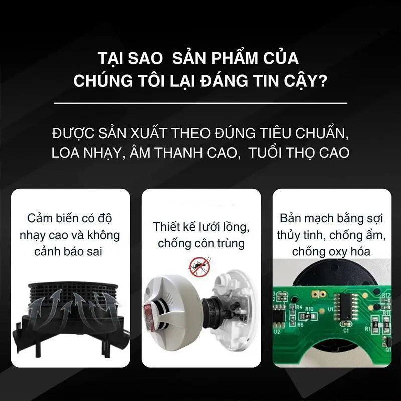 còi báo cháy tự động Chuông báo cháy báo khói không dây ,báo cháy tự động cảm biến khói dùng pin độ nhạy cao,còi báo cháy độc lập 1