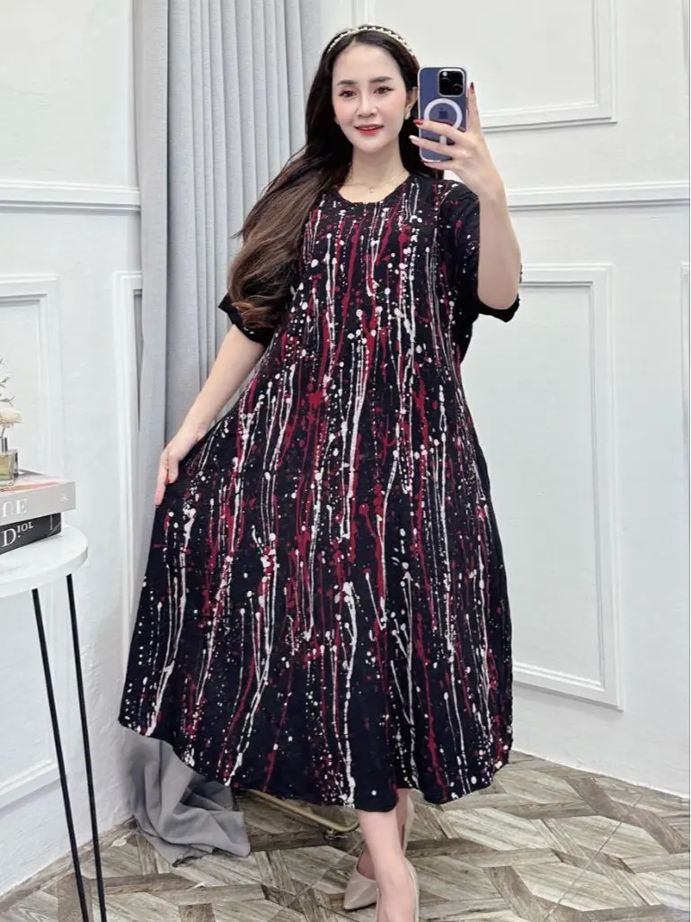 Daster Malaman Matt Ld 120 PB 120cm Rayon Super Klok ADA SAKU & TALI SAMPING