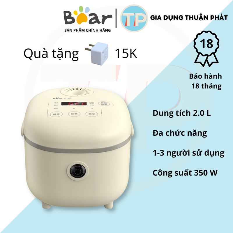Nồi cơm điện Bear DFB-B20A1, 2L, chức năng hẹn giờ nấu, có thể nấu cháo, ninh hầm, độ bền cao