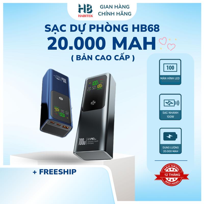  Cao cấp  Sạc Dự Phòng HB68 20.000MAH  Sạc Siêu Nhanh 100w Hỗ Trợ Sạc Cho Cả Laptop  Hiển Thị Đèn Led ,Bảo Hành 24 Tháng   Đổi trả bất kỳ lý do gì   Phụ Kiện Điện Thoại Pin Dự Phòng Sạc Pin Sạc Nhanh 