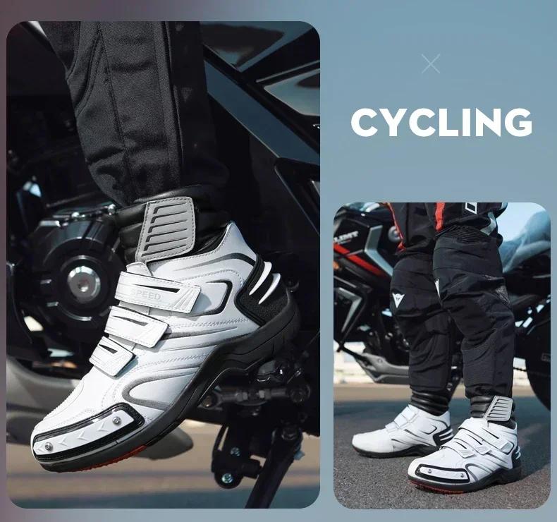 Product Introduction of 2025 Men Women Motorcycle Boots Microfiber Leather Motorbike Riding Anticollision Ankle Protective Shoes Moto Racing Short Boots 19