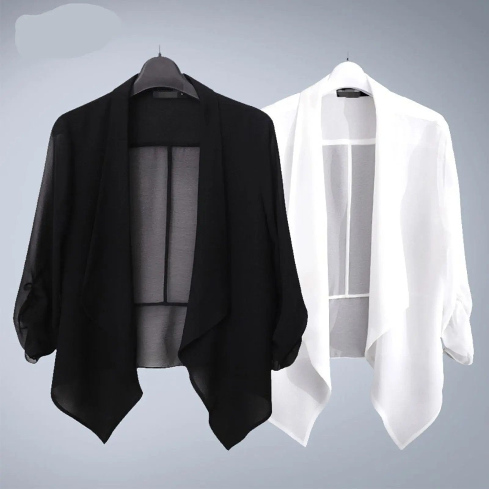 Women Cardigan Blazer Solid Color Long Sleeve Open Stitch Lapel Formal Business OL Commute Style Soft Breathable Thin Lady Coat