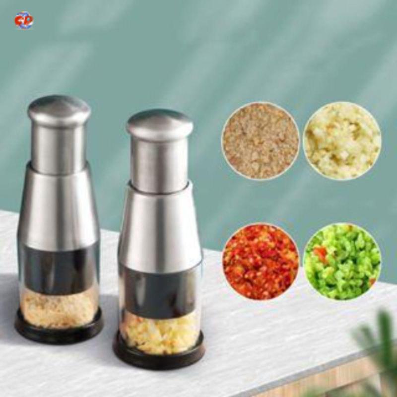 Dụng cụ dập tỏi, băm tỏi ớt bằng thép không gỉ sét Chopper - Máy nghiền gia vị nhà bếp tiện ích - Máy cắt tỏi ớt chuyên dụng cho các bà nội trợ
