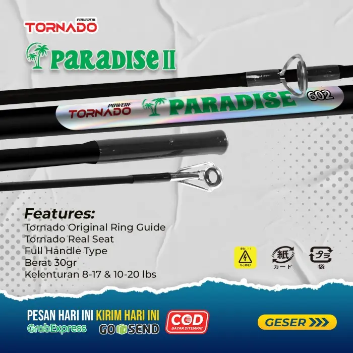 Joran Tornado Paradise II Fiber Solid Full Eva Garansi 1 Tahun - 502 150CM 2