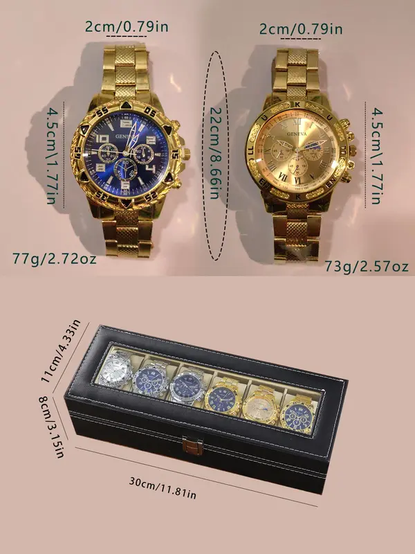 Men's Business Round Dial Analog Quartz Watch Set, Men's  Watches for Men Luxury Watches Watch Set with Box, Fashionable Wristwatch Set for Men As Gifts 7
